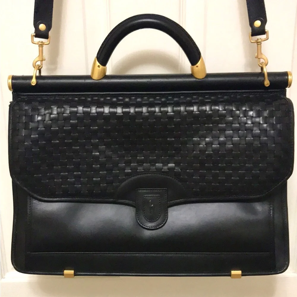 Vintage Hartmann Black Leather Unisex Briefcase